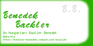 benedek backler business card